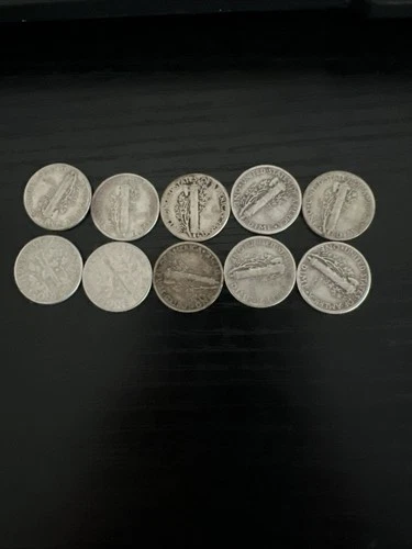 Pre 1964 Roosevelt And MercuryDimes Mixed Years 90% Silver Coins
