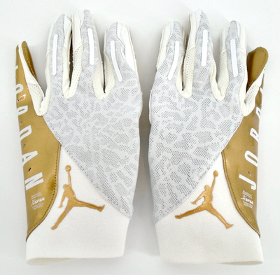 #ad #ad Nike Jordan Vapor Knit Football Gloves Men#x27;s XL White Metallic Gold $11.66