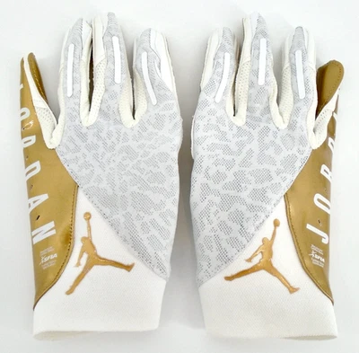 Nike Jordan Vapor Knit Football Gloves Men's XL White/Metallic Gold