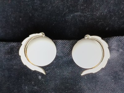 LISNER Vintage Schraubclips silberfarben mit weißem Kunststoff   ca. 2,1 cm