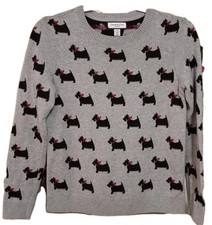 Women’s Charter Club Gray Sweater With Scottie Dogs Size Petite Small