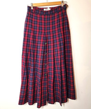 Gonna plissettata Gardeur taglia 10 vita 26 rosso navy tartan punk lana midi