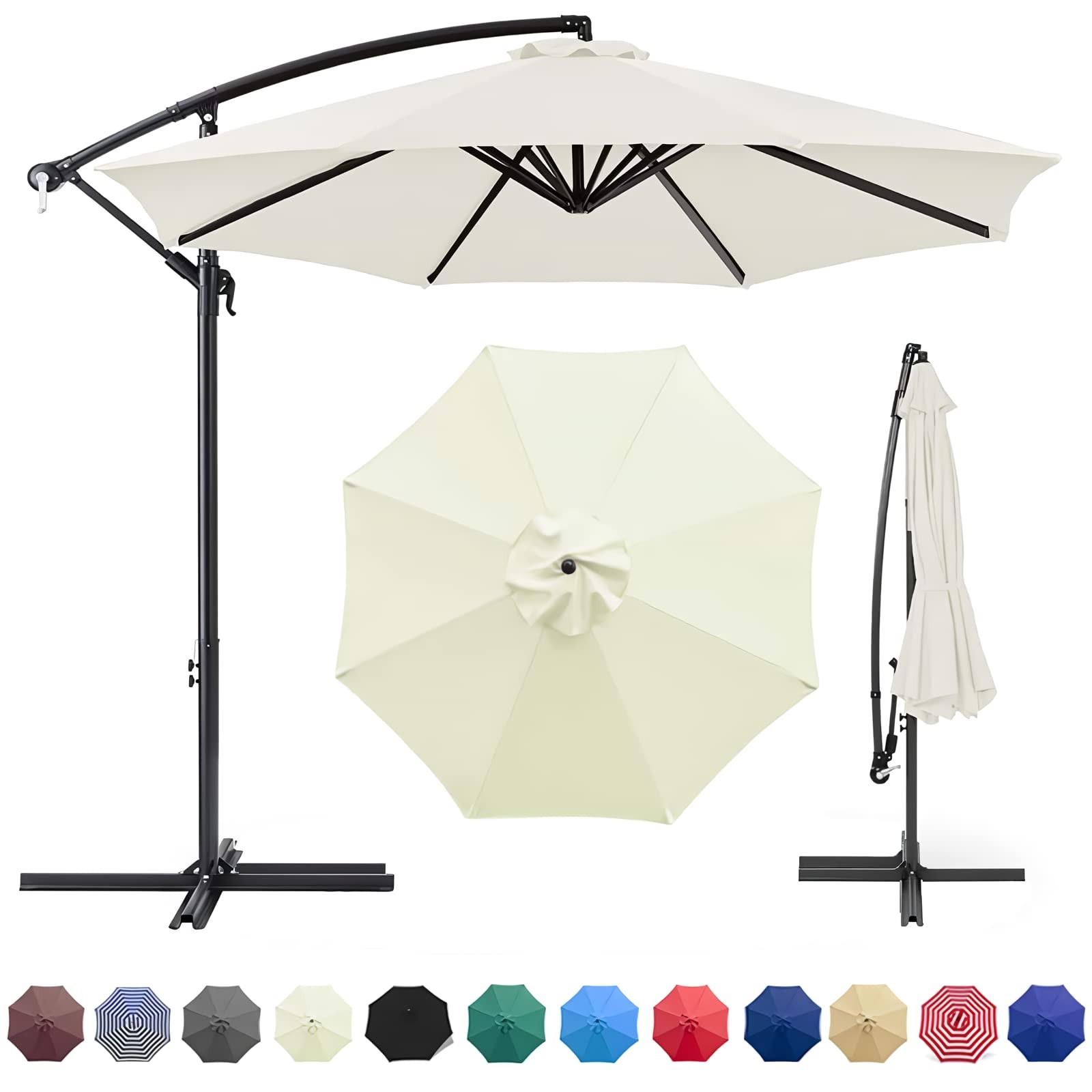 Patio Umbrella Canopy, Universal Replacement Cover for 10 Feet 8- Ribs Outdoo...