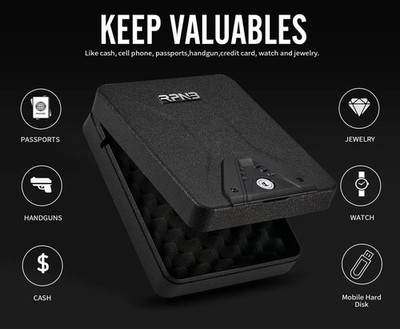 RPNB Gun Safe, Security Safe Lock Box, Portable Safe, Handgun Safe, Key Lock   