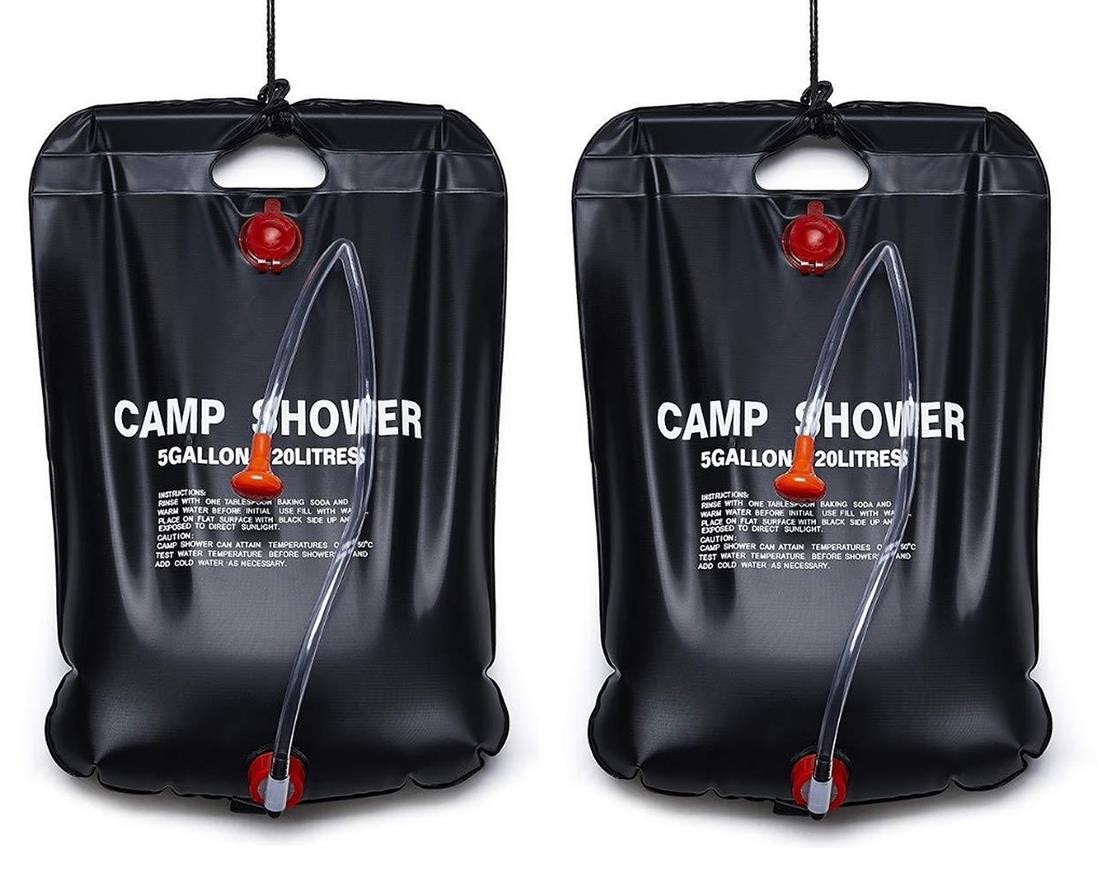 2x Camping Ducha 20 Litros Portátil de Jardín Solar Exterior Reisedusche