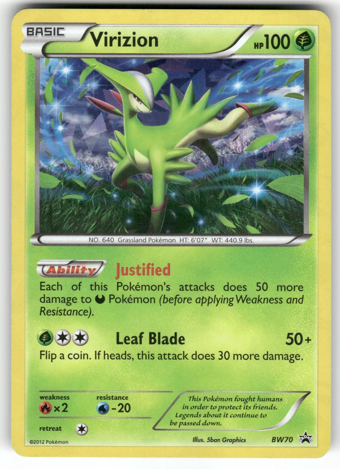 Virizion - BW70 BW70 Holo Promo Black And White Promo Pokemon Holo Near Mint