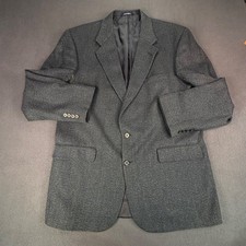 VTG Oak Creek Dillard's Gray Wool/Silk/Cashmere Tweed Blazer Pads Mens 44L EUC