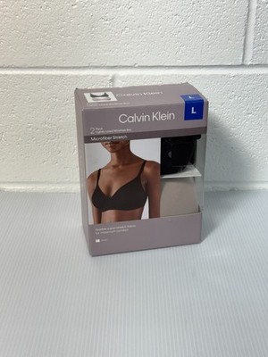 Calvin Klein Women's 2-Pack Lightly Lined Wirefree Bra Set Size L - Black/Tan
