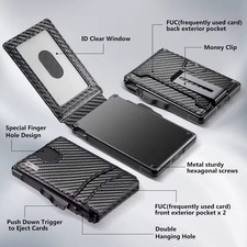 Slim Carbon Fiber Wallet for Men - RFID Blocking Card Holder with Money Clip
