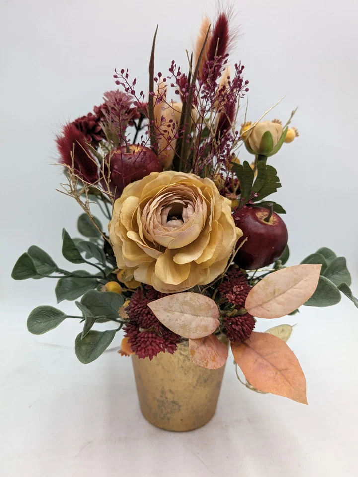 Arreglo de otoño Rose Sedum manzana hierbas beige burdeos - Imagen 3 de 4