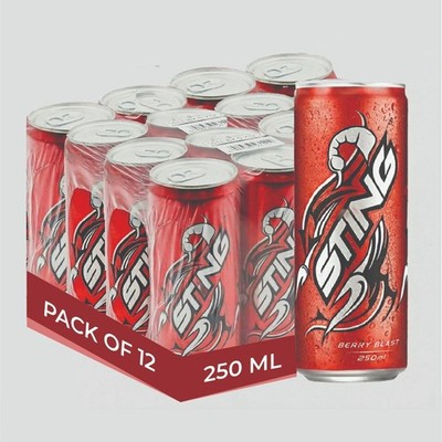 Sting Energy Drink Strawberry 250ml 12 Pack High Caffeine Beverage