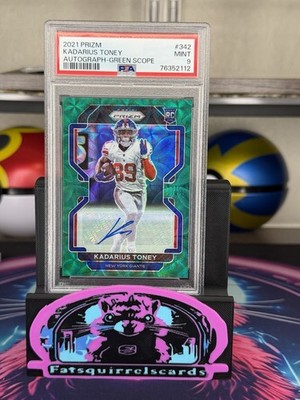 Panini Prizm 2021 Kadarius Toney RC Auto #342 Green Scope /75 PSA 9 NY Giants