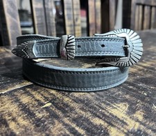 Vintage Women  s Nocona Western Gray Leather Belt  Buckle Size 32 MADE USA