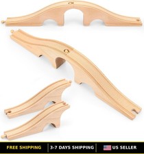 Wooden Train Track Expansion Set with Bridges and Tunnels for Kids