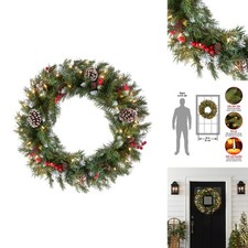 National Tree Company 24" Frosted Berry Wreath 50 Clear Lights UL-180 Tips