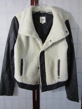 VANS Polyurethane/Faux Sherpa Black/White Snap Front Jacket Women's Size L