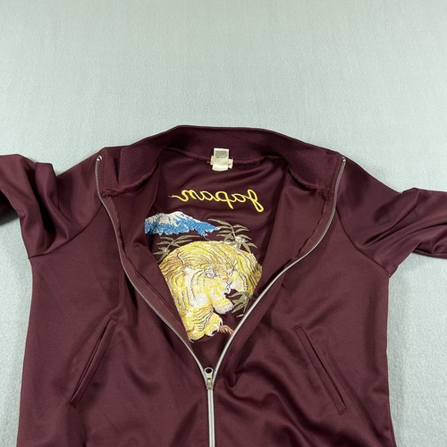 Wet Seal Japan Tiger Souvenir Jacket XL Burgundy Embroidered Sukajan Bomber - Picture 6 of 13