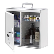 Medicine Cabinet with Key Lock - Aluminum Wall Mount Medication Lock Box with...