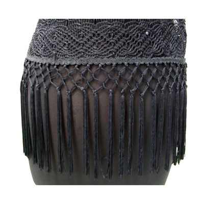 Cache Peek A Boo Sequin Kissed 7'' Fringe Bottom Stretch Top New Sz XS/S $98 NWT