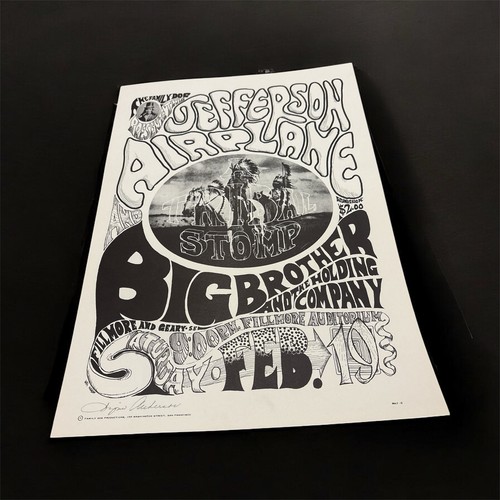 JEFFERSON AIRPLANE 1966 Vintage  Family Dog TRIBAL STOMP Poster FD1-RP2 Signed - Picture 1 of 8