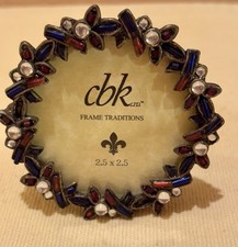 Vintage Miniature CBK Picture Frame Metal With Jewel Like Accents
