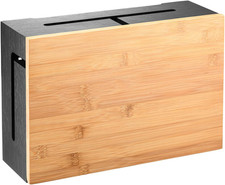 Bamboo Cable Management Box with Magnetic Lid  Ties - Elegant, Durable Cable Or