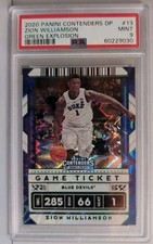 2020-21 Contenders DP Game Ticket Green Explosion Zion Williamson PSA Mint 9