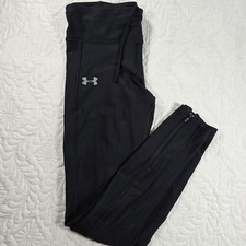 Under Armour HeatGear Compression Leggings Womens Medium Black Zip Ankle 