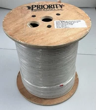 Priority Wire & Cable RG-6/U Plenum Coaxial Cable 18 AWG 90% AL Braid 1000 ft