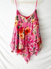 Vintage 90s Y2K Ralph Lauren Skirt Floral Pink Hanky Hem Ruffle Fairy Sz 8P