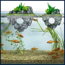 1pcs Suspended Island Fish Tank Decorative Creative Floating Stone Simulation Aq