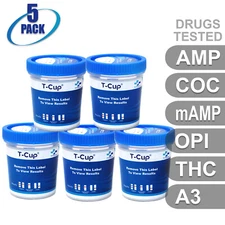 NEW Mintegrity Drug Test 5-Panel T-Cup Urine Home Kit 5-Pack #MI-TDOA-254A3
