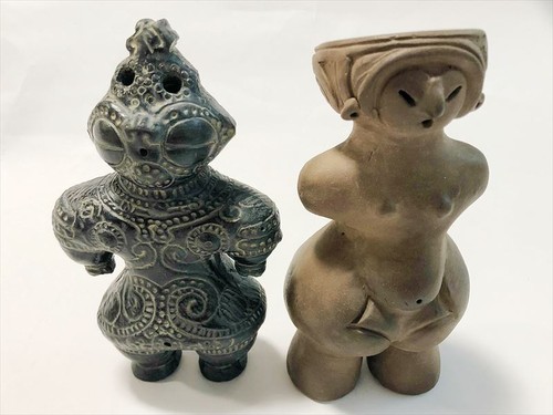 Shakoki Dogu & Venus Dogu Replica Set of 2 Clay Figure Ebisuda relic Japan New - Picture 3 of 3