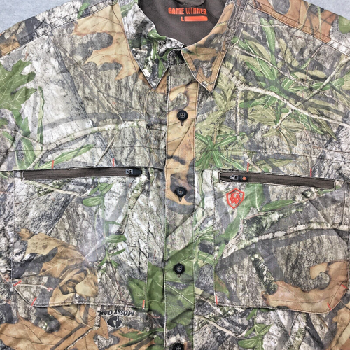 Game Winner Shirt Mens LARGE Mossy Oak Obsession 100% Polyester Button-Up - Picture 2 of 8