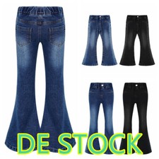 DE Kinder Mädchen Jeans Schlaghose Jeanshose Elastische Taille Ausgestellte Hose