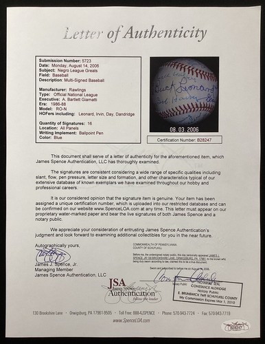 Buck Leonard Signed Baseball ABG Negro League Irvin Dandridge +15 Auto HOF JSA - Picture 10 of 10