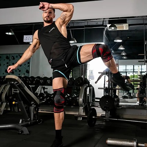 2x Kniebandage Kniestütze Knie Kompression Bein Schutz Bandage mit Klettbänder - Bild 10 von 14