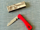 Vintage O&K Solingen Folding Knife Red Handle Inox Germany NOS with Original Box