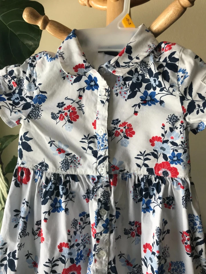 Tommy Hilfiger 3T Floral Multicolor Buttondown Collared Short Sleeves Dress - Image 2 of 4