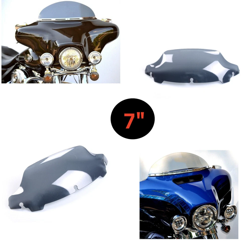 Parabrisas de onda de humo de 7" para Harley Davidson Touring Tri Glide Ultra 2014-2024 Foto 2 de 4
