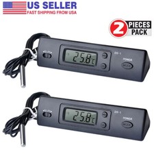 2PCS Car Auto In-Outdoor Thermometer W/Sensor For Auto A/C Digital LCD Display