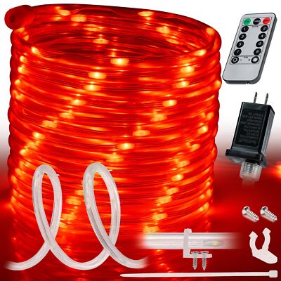 Red 8-Mode LED Outdoor Waterproof Rope Light 10' 20' 25' 50' 100' 150' ft
