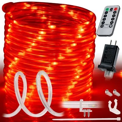 WYZWORKS Red 8-Mode LED Outdoor Waterproof Rope Light 10' 20' 25' 50' 100' 150' ft