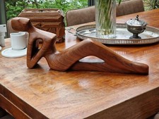 Bildhauer Rudolph Petrikat Erotik Art Palisander Skulptur  Die Aufschauende 70er