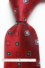 Classic Polka Dot Red Blue JACQUARD WOVEN 100 Silk Men's Necktie Tie