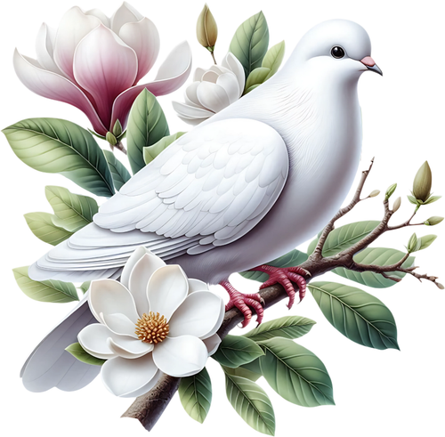 Floral Dove Wall Art Vinyl Stickers Birds Sitting in Flower Decal Laptop Mug Bin - Picture 6 of 15