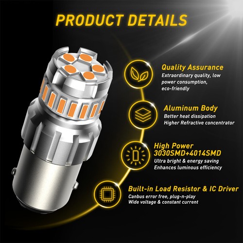 1157 2057 LED Tail Brake Stop Backup Reverse Turn Signal Light Bulbs Amber EAG - Imagen 5 de 16