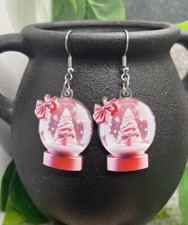 2 Silver-tone Snow Globe Dangle Earring Set New Free Ship B4046