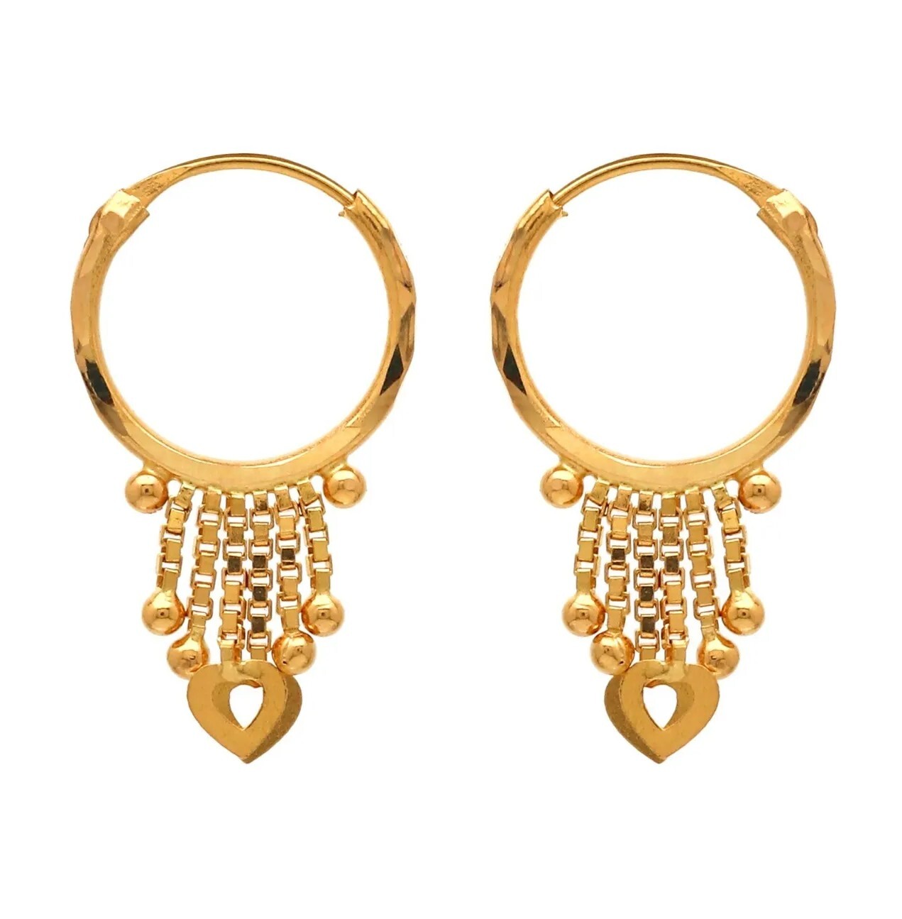 22K Yellow Gold Hoop Earrings, 22 Karat Fine Jewelry Huggies Handmade Earrings