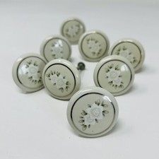Set 8 Beautiful Vintage White Porcelain Ceramic Floral Drawer Pulls Knobs